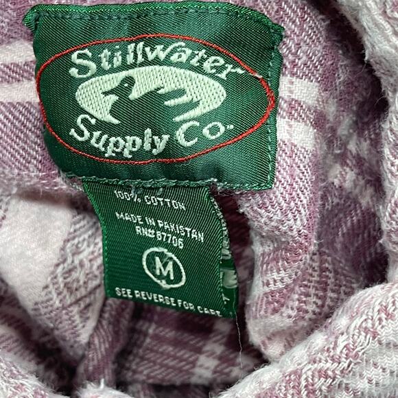 Stillwater Supply Shirt Size M Pink Plaid Button Up Long Sleeve MISSING BUTTON - Picture 4 of 5